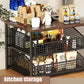 Organisateur de Station Café 2 Étages avec Tiroir, Étagère de Comptoir en Métal et Bois منظم محطة قهوة من طبقتين مع درج، ورف معدني وخشبي لسطح الطاولة
