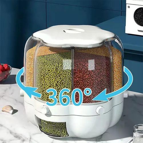منظم القطاني 7 لتر الحجم الكبير Rotating Rice Barrel Distributeur et rangement hermétique pour céréales et légumineuses