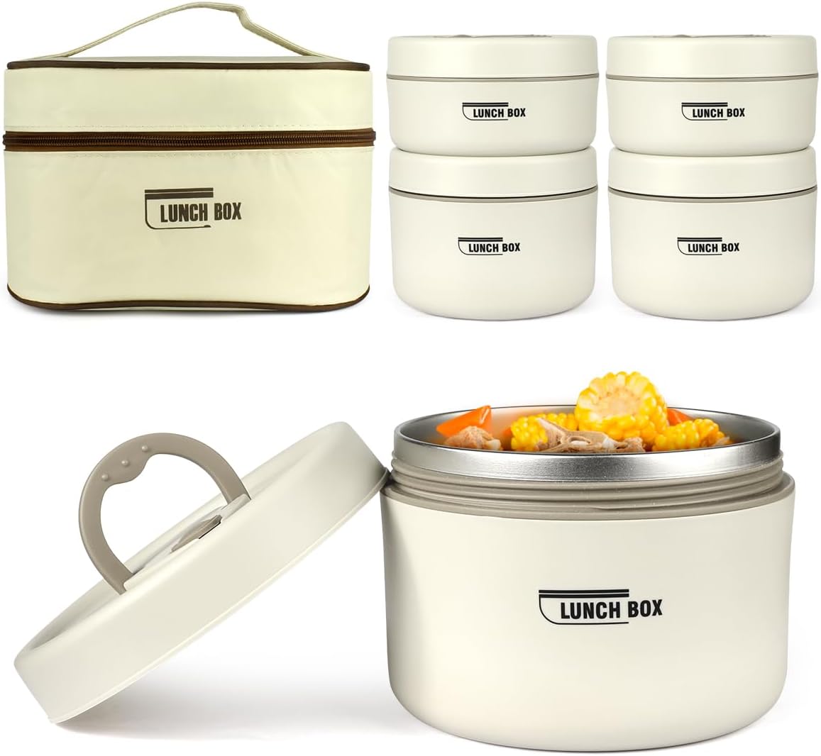 Boîte à lunch isolée en acier inoxydable علبة بينتو للكبار مع حقيبة حرارية، حاويات طعام من الفولاذ المقاوم للصدأ قابلة للتكديس، مانعة للتسرب