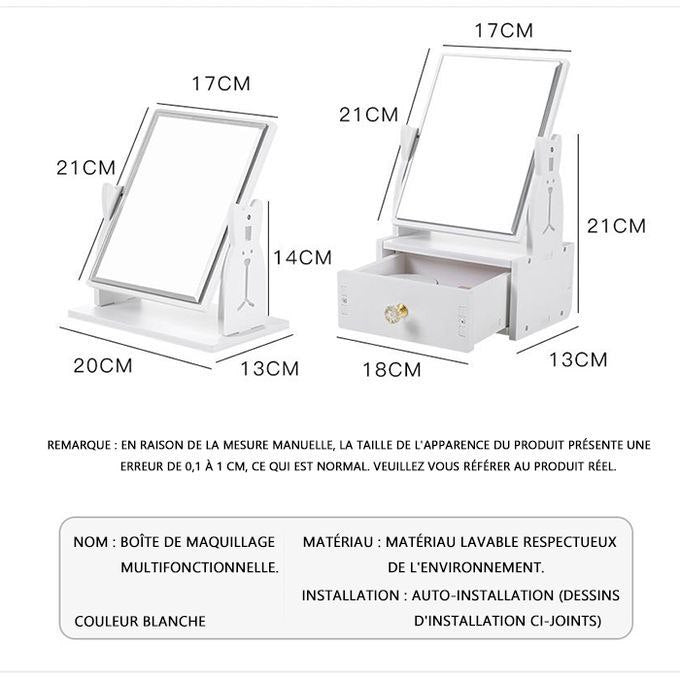 Miroir de maquillage de bureau avec tiroirs مرآة مستحضرات تجميل مرآة مكياج سطح المكتب