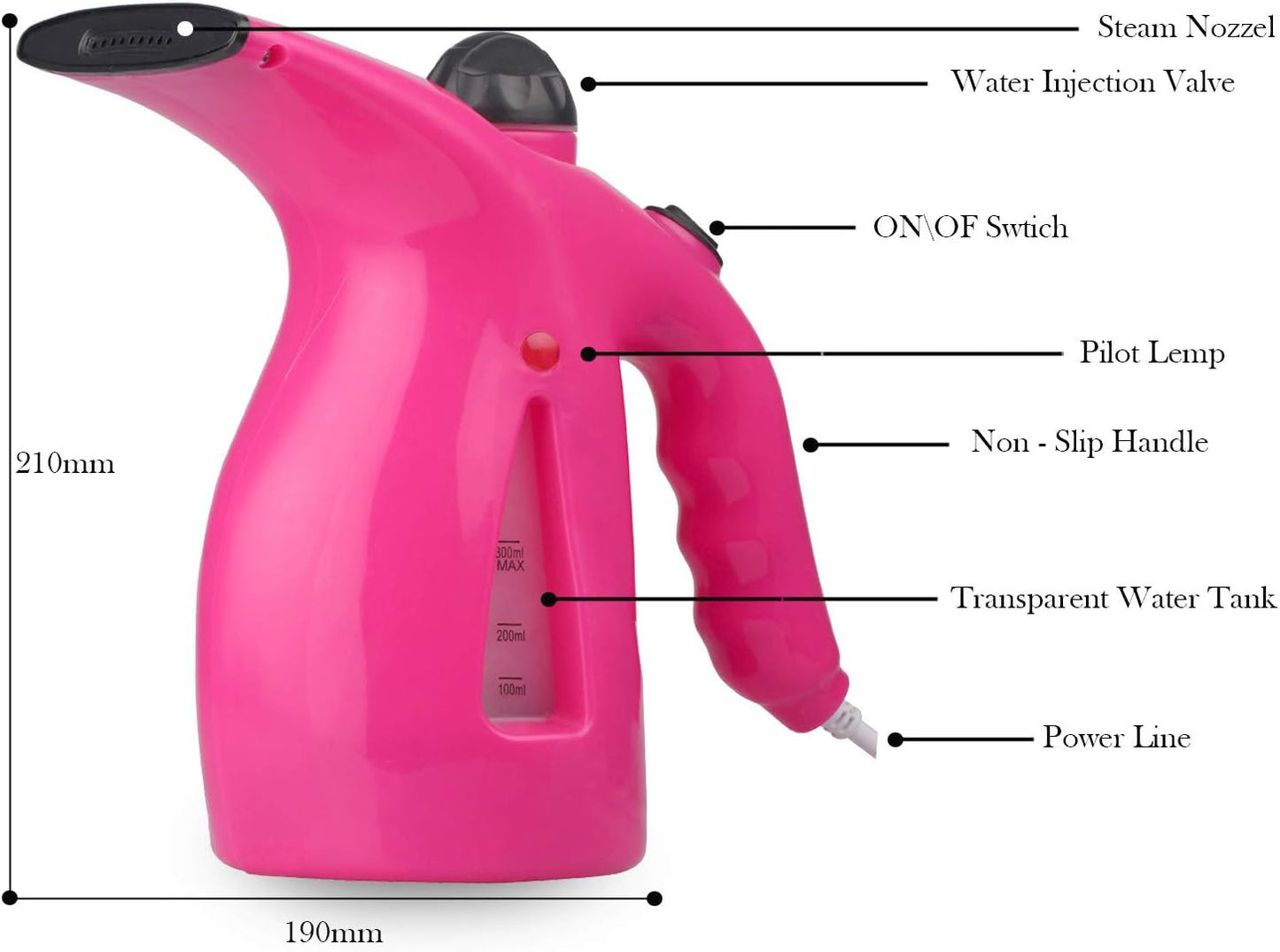 مكواة بخار يدوية للملابس، تسخين سريع، فرشاة بخار محمولة للأقمشة، جهاز بخار للوجه عملي للاستخدام المنزلي والسفر