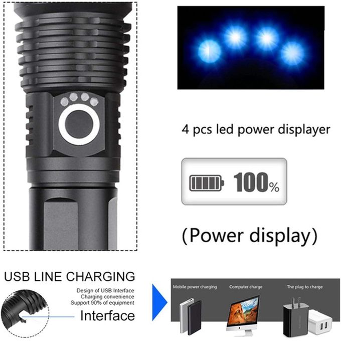 Lampe torche rechargeable ultra-légère P90 مصباح يدوي قابل لإعادة الشحن
