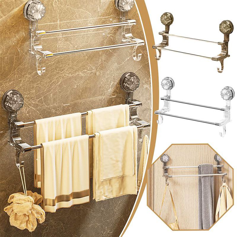Vacuum suction Cup Double Bar Towel Rack Porte-serviettes à ventouse sous vide