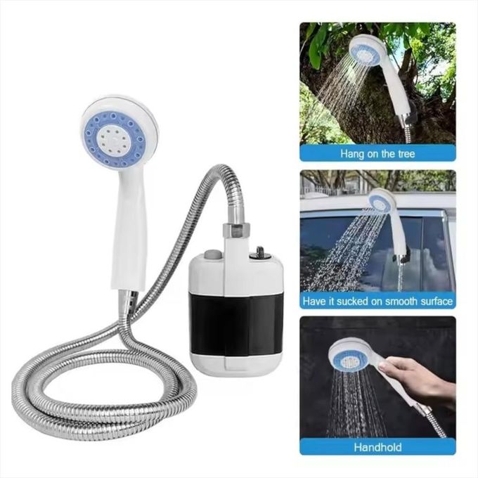 دُش خارجي محمول يعمل ببطاريات قابلة للشحن، مثالي للسفر والتخييم أو غيرها من المغامرات Douche portable d'extérieur fonctionnant avec des batteries rechargeables, idéal pour les voyages