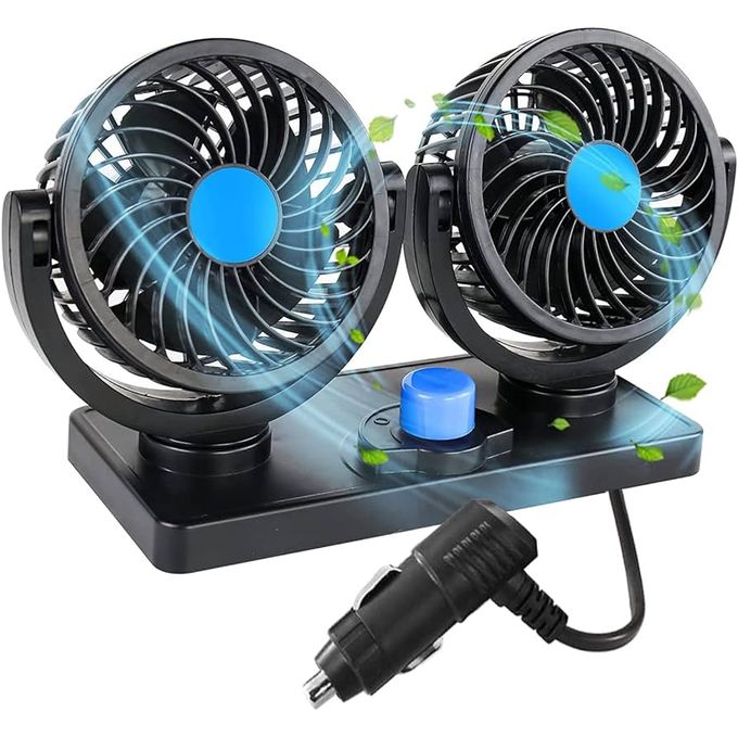 مروحة مكيف هواء للسيارة تعمل بجهد 12 فولت، مزودة بولاعة سجائر Ventilateur Climatiseur Voiture Allume Cigare 12v Avec Rotation à 360°
