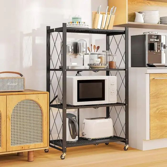 Étagère de rangement pliable رف تخزين قابل للطي مزود بعجلات