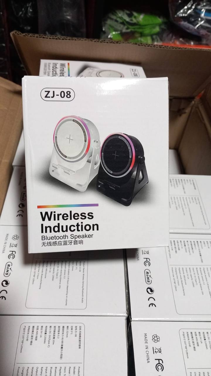 مكبر صوت لاسلكي قوي 5 في 1 بتقنية بلوتوث، حامل هاتف، إضاءة RGB Puissant haut-parleur Bluetooth sans fil 5 en 1 avec support pour téléphone, son surroundZJ-08  RGB