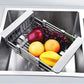 Égouttoir à vaisselle réglable en inox , égouttoir à fruits et légumes مصفاة أطباق قابلة للتعديل من الفولاذ المقاوم للصدأ، مصفاة فواكه وخضراوات