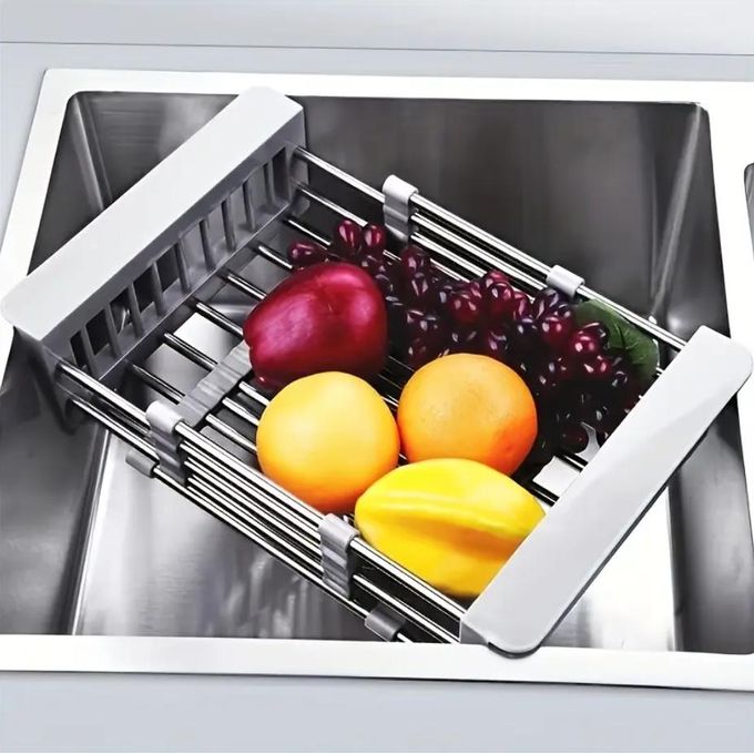 Égouttoir à vaisselle réglable en inox , égouttoir à fruits et légumes مصفاة أطباق قابلة للتعديل من الفولاذ المقاوم للصدأ، مصفاة فواكه وخضراوات