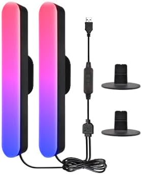 LED light Bar Lot de 2 barres lumineuses LED intelligentes مصابيح متزامنة مع الموسيقى إضاءة مزاجية للتلفزيون والكمبيوتر والأفلام