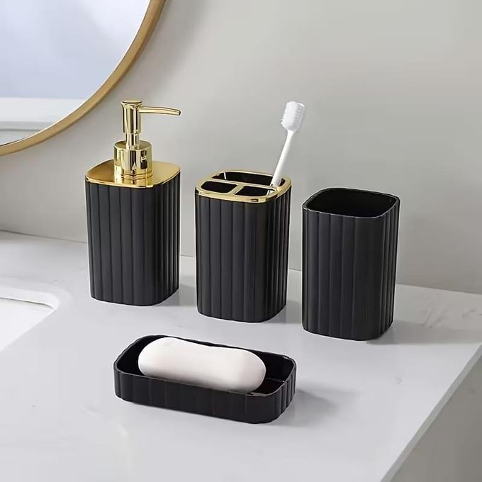 Kit Accessoires Salle de Bain 6Pièces Moderne Distributeur de Savon, Brosse WC, Porte Savon et Gobelet طقم إكسسوارات حمام