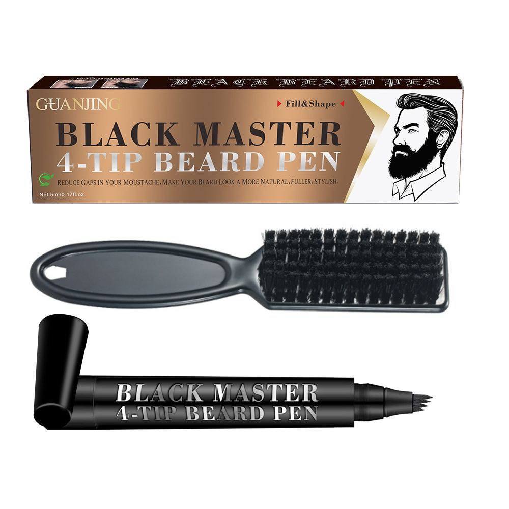 قلم تحديد اللحية للرجال، قلم لحية أسود، فرشاة لحية Crayon à barbe pour hommes, stylo à barbe noir, brosse à barbe