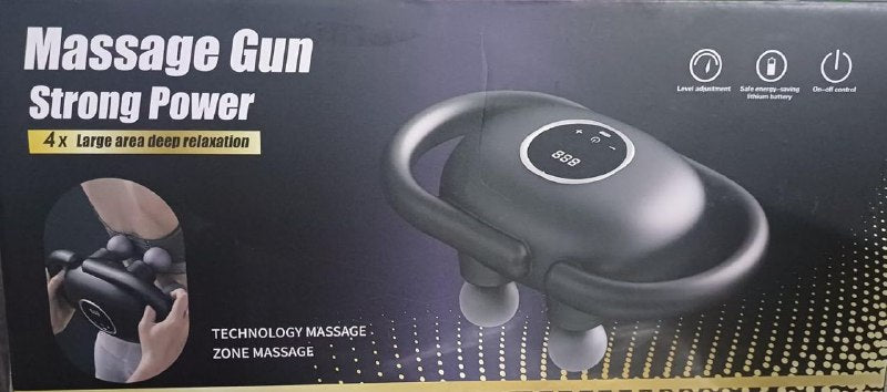 Massage Gun جهاز تدليك لاسلكي للظهر والجسم بأربعة رؤوس