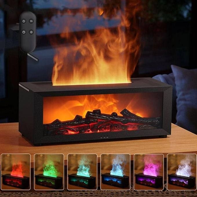 جهاز نشر الروائح ومرطب هواء بتصميم يحاكي المدفأة Diffuseur d'arômes et humidificateur effet cheminée avec effet de flamme
