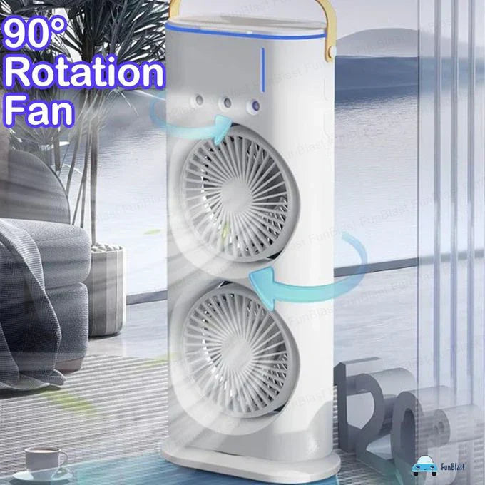 مروحة تكييف هواء صغيرة برأسين، 3 سرعات، قابلة لإعادة الشحن Ventilateur mini Climatiseur à Double tête