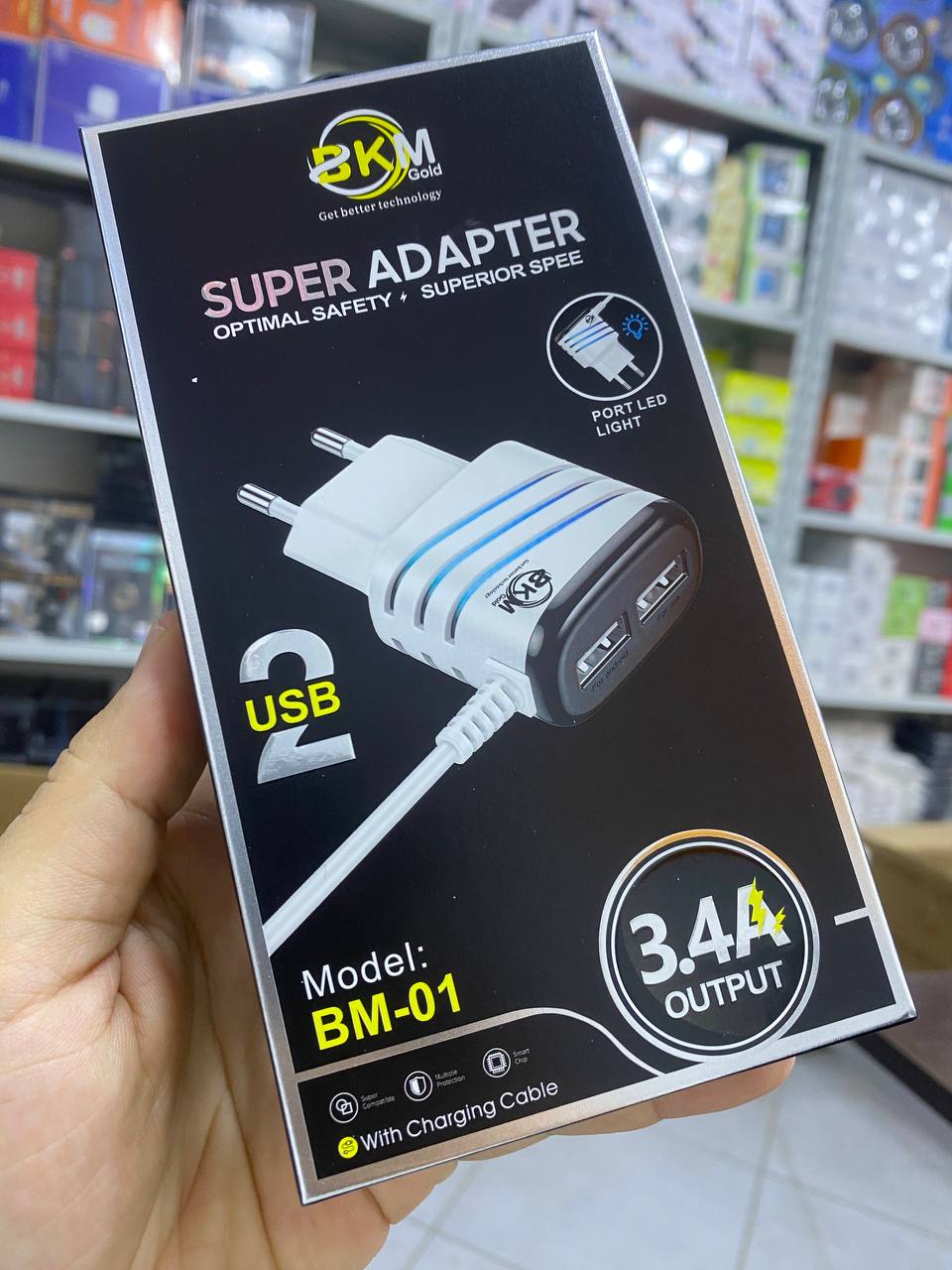 Super adapter 3.4A BKM Type-C V8 2USB