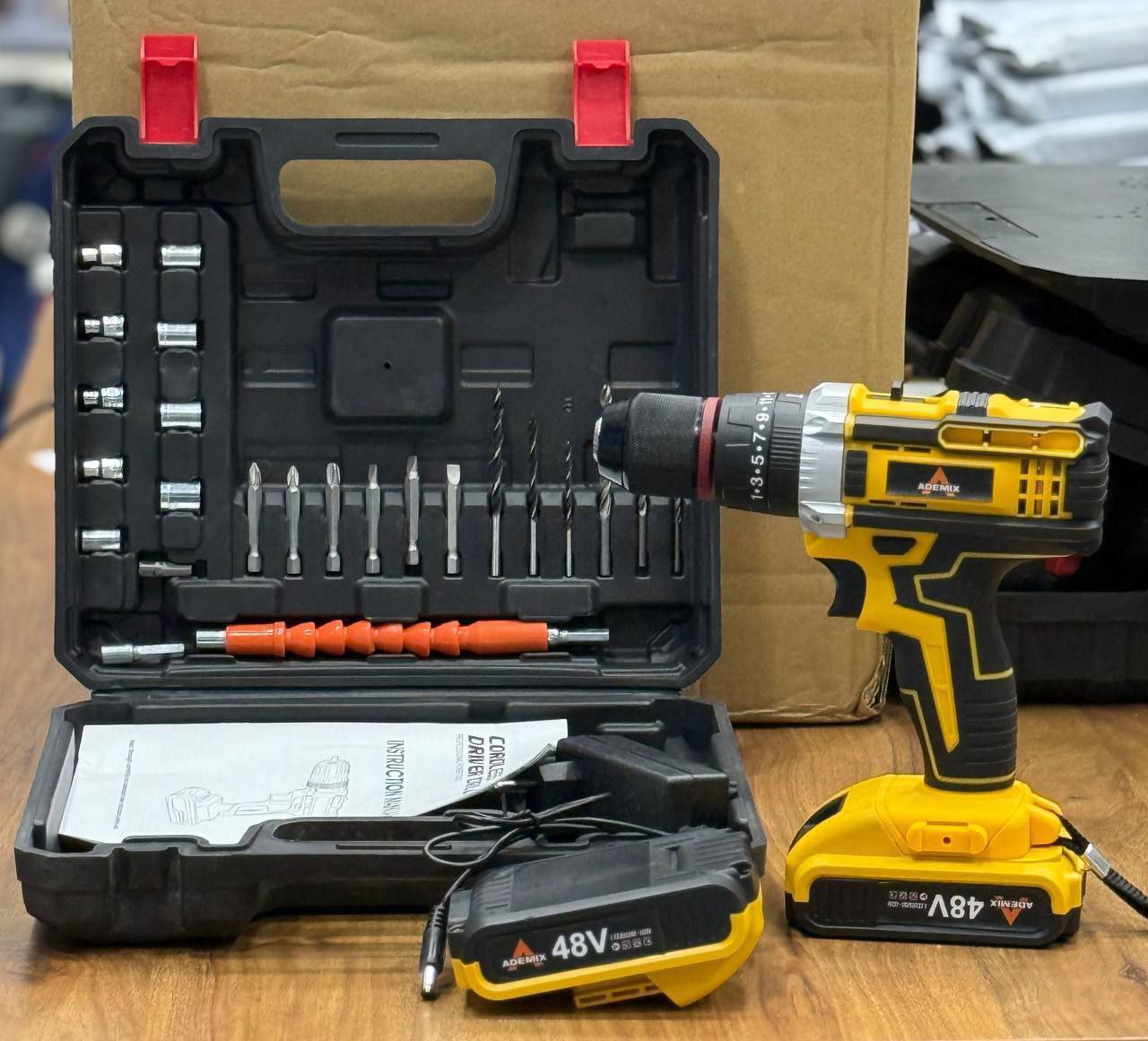 perceuse électrique brossé à double vitesse 10MM Batteries doubles 24 pièces Coboms  Visseuse et perceuse مثقاب كهربائي مزدوج السرعة بفرشاة 10 مم ببطاريتين 24 قطعة