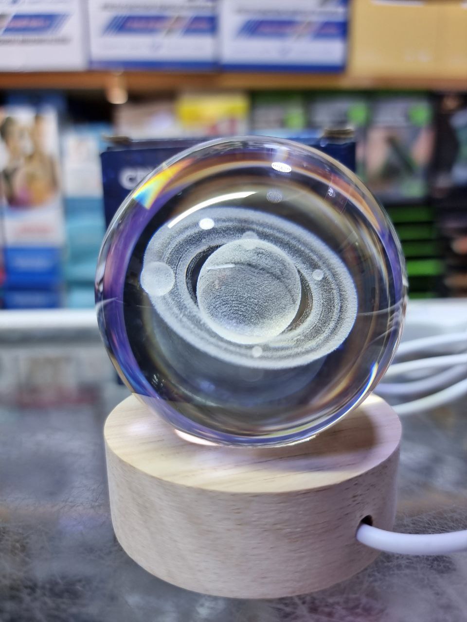 مصباح كروي بلوري صغير متغير الألوان تلقائيًا Mini Crystal Ball Lamp