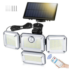 Applique murale solaire à LED avec capteur de mouvement, 4 têtes réglables مصباح جداري يعمل بالطاقة الشمسية بتقنية LED مزود بمستشعر حركة