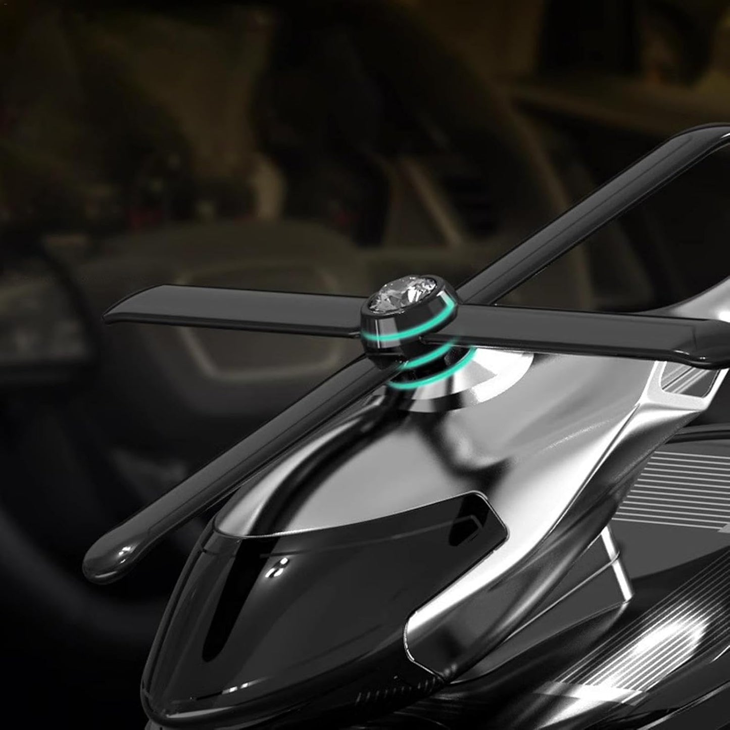 معطر جو للسيارة يعمل بالطاقة الشمسية على شكل طائرة هليكوبتر Hélicoptère à énergie solaire diffuseur d'aromathérapie rotatif pour voiture