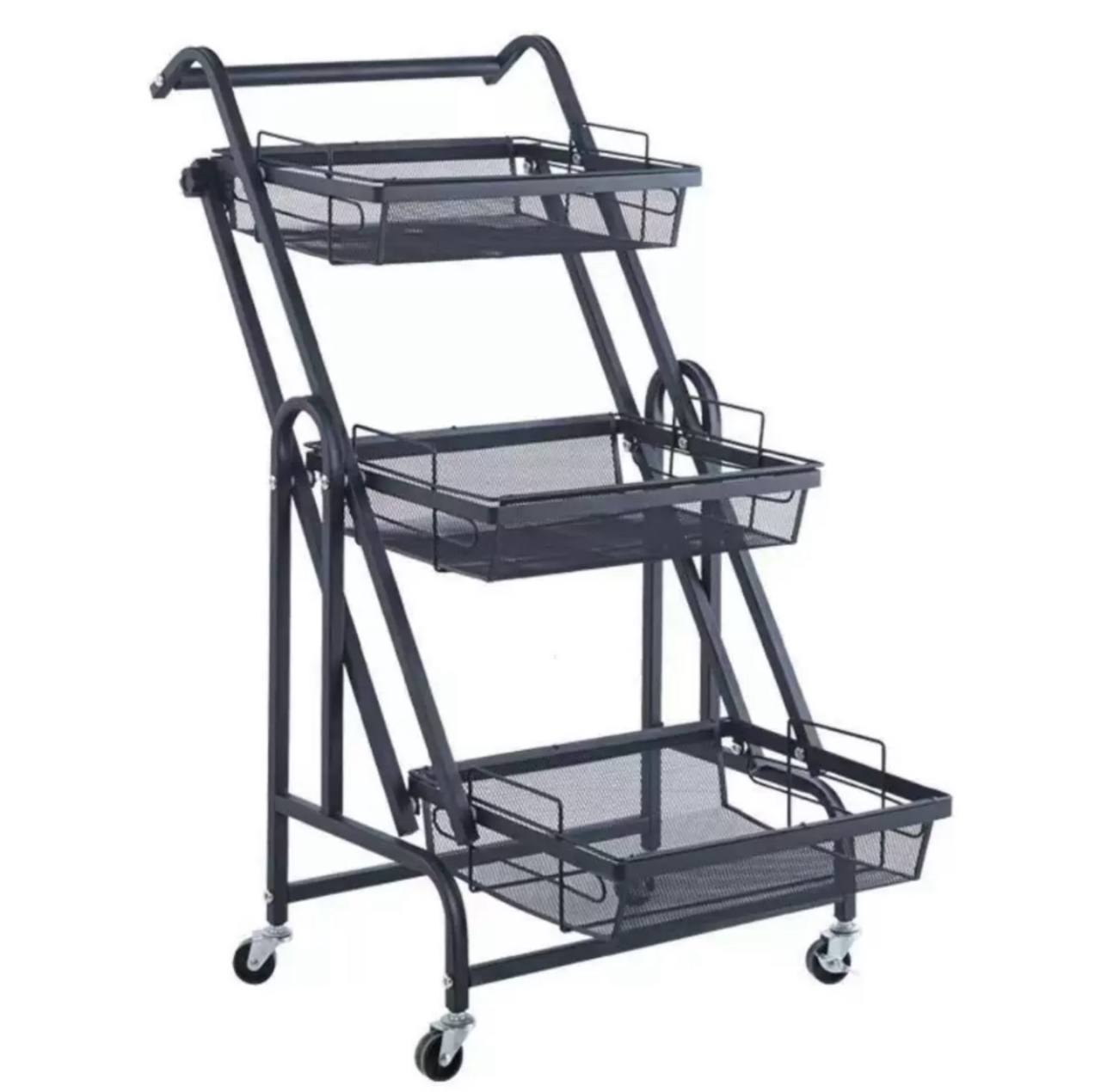 عربة تخزين مطبخ بثلاثة أرفف Chariot de rangement à 3 niveaux pour cuisine