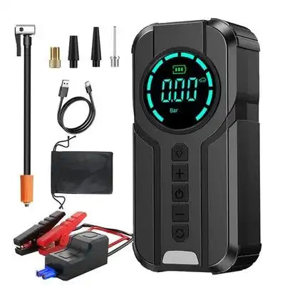 Démarreur de Voiture, Compresseur d'Air Portatif, Power Bank et Lampe LED Jump Starter with Air Pump معزز بطارية 4 في 1 1920 جهاز تشغيل السيارة، ضاغط هواء محمول، بنك طاقة، ومصباح LED