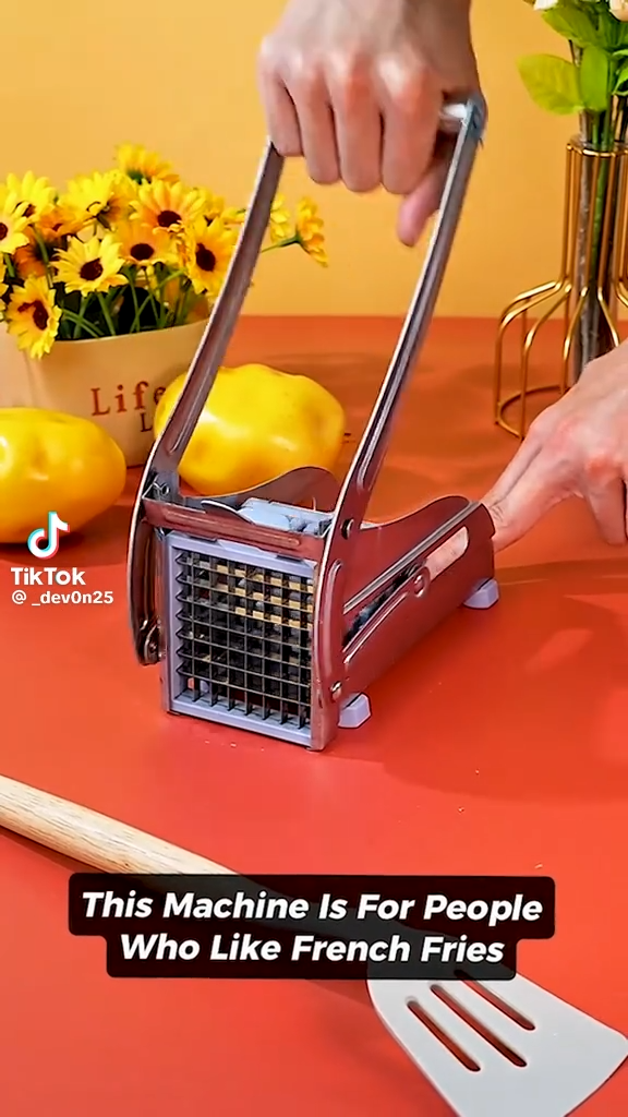 قطاعة بطاطس مقلية مع شفرتين من الفولاذ المقاوم للصدأ Coupe-frites avec 2 lames en acier inoxydable coupe-pommes de terre coupe-hachoir