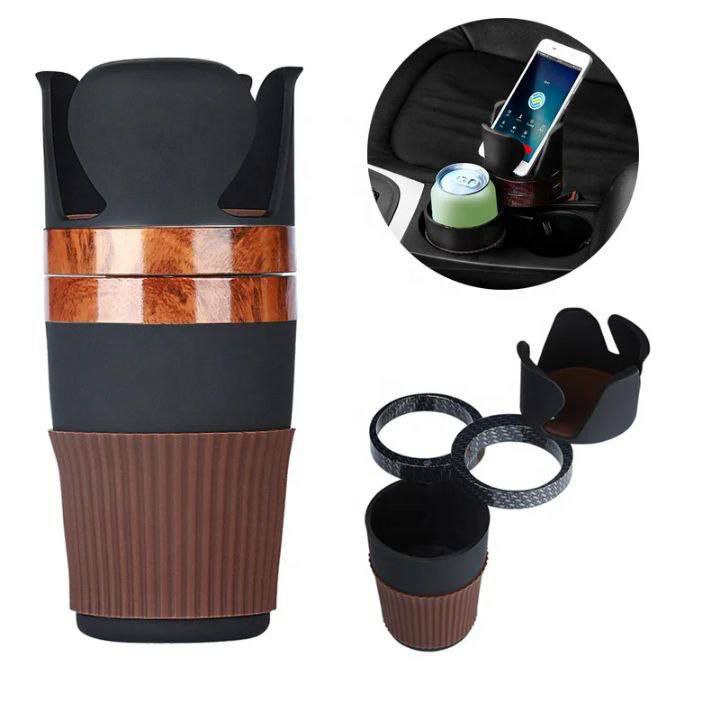 Porte-gobelet de voiture multifonctionnel 3in1 حامل أكواب و هاتف للسيارة متعدد الأغراض قابل للدوران