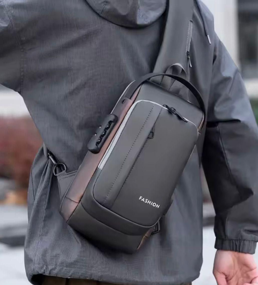 Sac à bandoulière Noir Antivol Imperméable avec Port USB حقيبة كتف سوداء مضادة للسرقة ومقاومة للماء مزودة بمنفذ USB