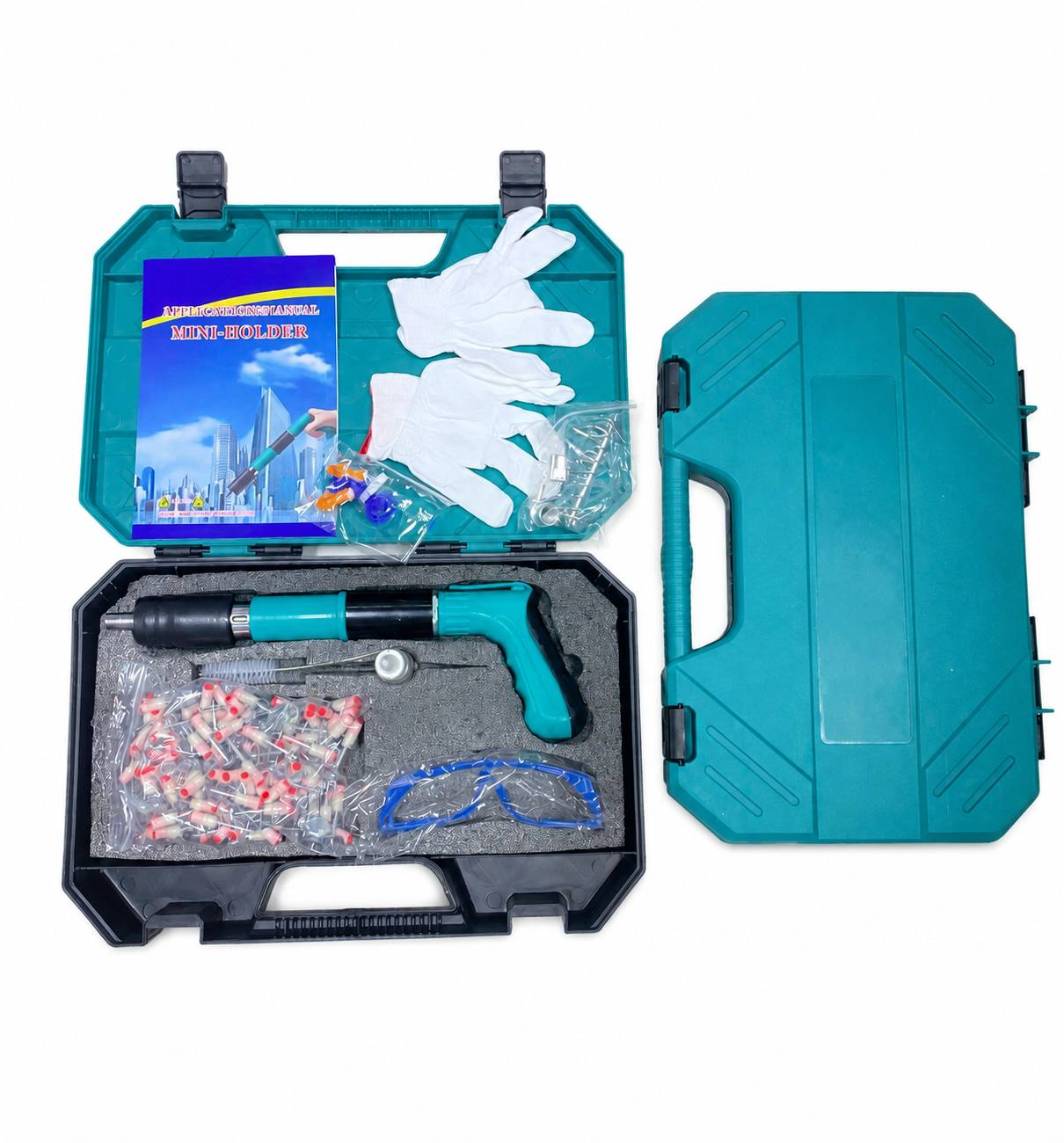 طقم تثبيت على الحائط مع مسدس يدوي وملحقات 100 مسمار Kit de fixation murale avec pistolet manuel et accessoires 100 CLOUS