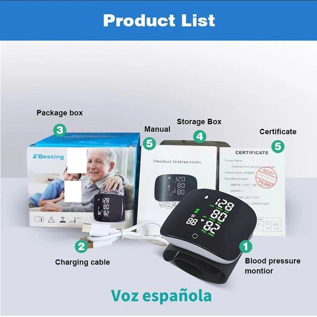 جهاز قياس ضغط الدم المعصمي Tensio-mètre au poignet Tensiomètre numérique appareil tension artrielle avec batterie rechargeable