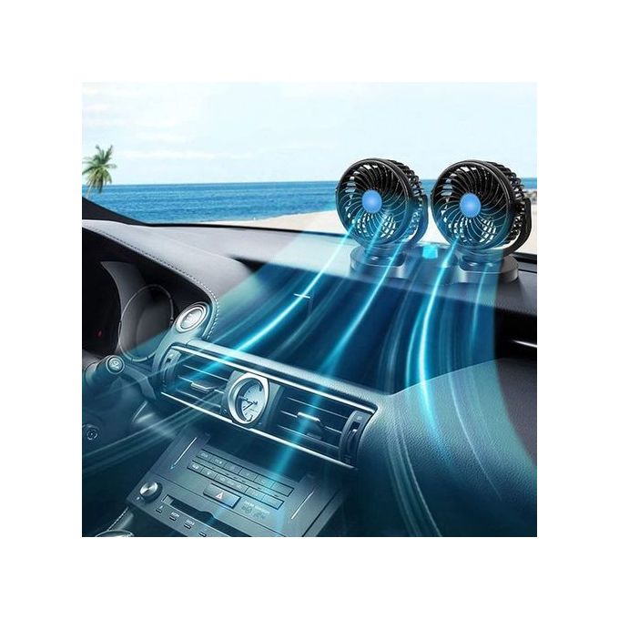 مروحة مكيف هواء للسيارة تعمل بجهد 12 فولت، مزودة بولاعة سجائر Ventilateur Climatiseur Voiture Allume Cigare 12v Avec Rotation à 360°
