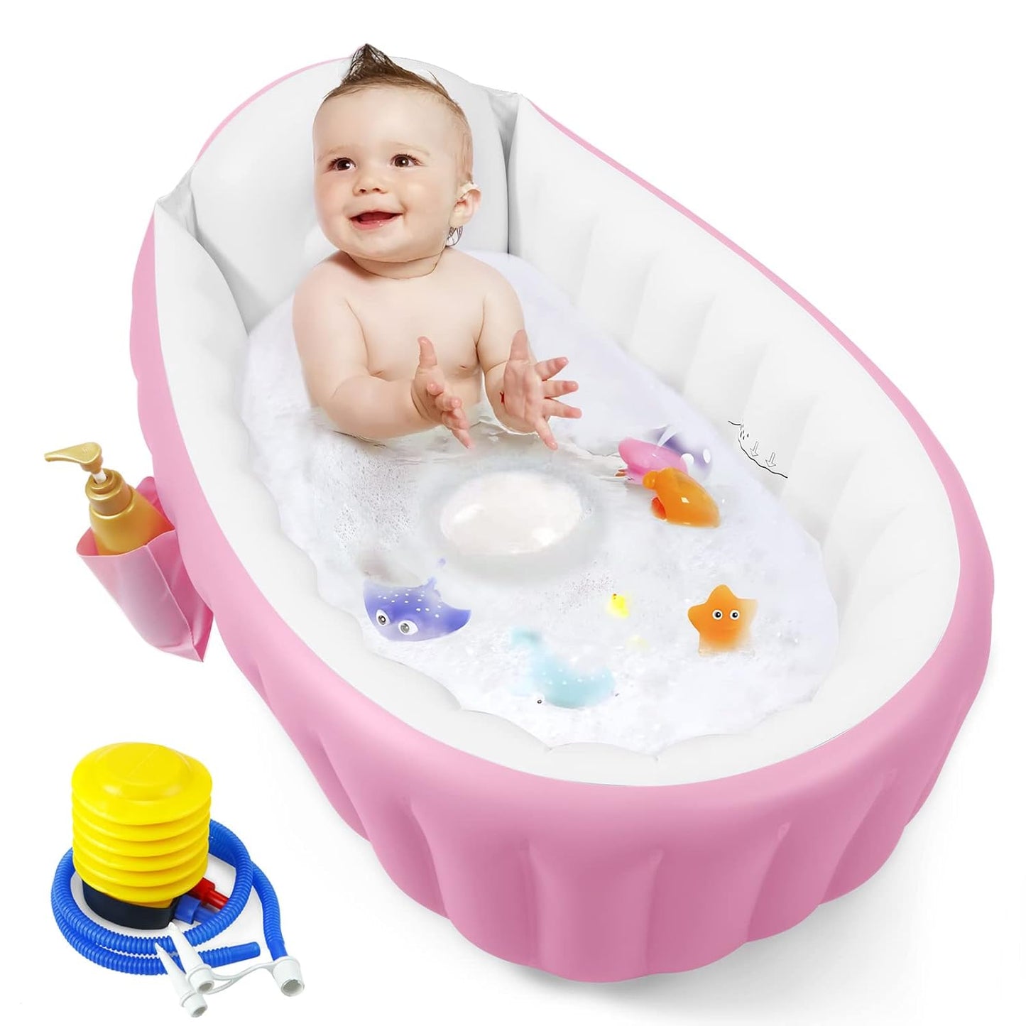 Baignoire gonflable pour bébé ,portable pour bébé avec pompe à air حوض استحمام قابل للنفخ للأطفال ,محمول للأطفال مزود بمضخة هواء