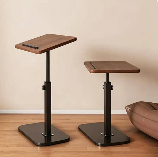 Table d'appoint élégante à Hauteur et angle réglables طاولة جانبية أنيقة قابلة لتعديل الارتفاع والزاوية، بتصميم عصري وسطح خشبي وإطار معدني