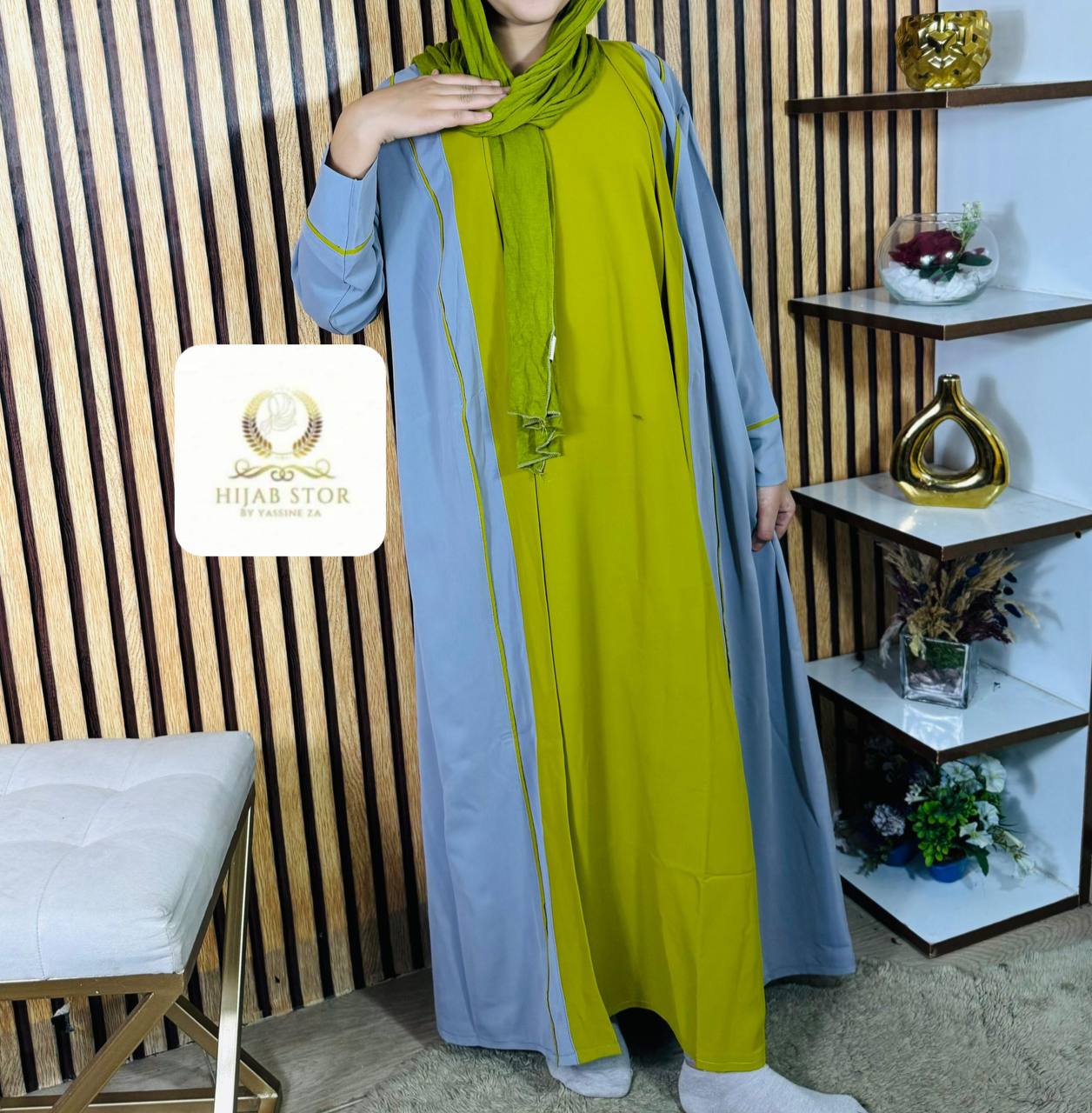 عباءة قطعتين  كيمونو و جيلي ثوب كريب روزا