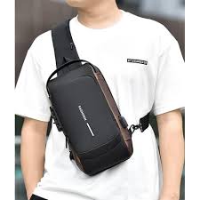 Sac a Dos Bandouliere Impermeable Sac Poitrine Antivol Sacoche avec USB