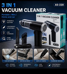 Mini aspirateur sans fil 3 en 1 modèle AS-228 مكنسة كهربائية صغيرة لاسلكية 3 في 1 طراز AS-228، لتنظيف متعدد الاستخدامات للسيارات والمنازل.