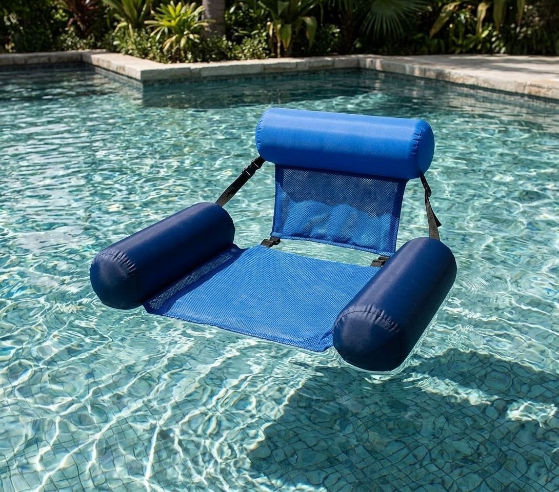 Fauteuil flottant gonflable pour piscine ou plage, lit gonflable كرسي استرخاء عائم قابل للنفخ لحمام السباحة والشاطئ، سرير عائم قابل للنفخ