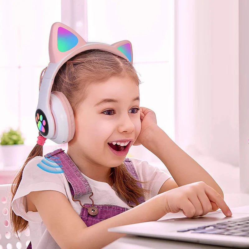 Casque Bluetooth5.0 Pour Chat Music Headset Cat Ear Headphones Wireless Enceintes PC