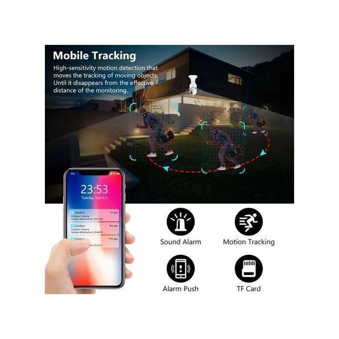 كاميرا أمان ذكية لاسلكية على شكل لمبة Caméra intelligente WiFi ampoule de sécurité 1080P 360 degrés caméra panoramique vision sans fil