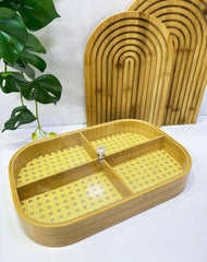 صينية خيزران بغطاء، مثالية لتنظيم المكسرات والحلويات Plateau en bambou avec couvercle
