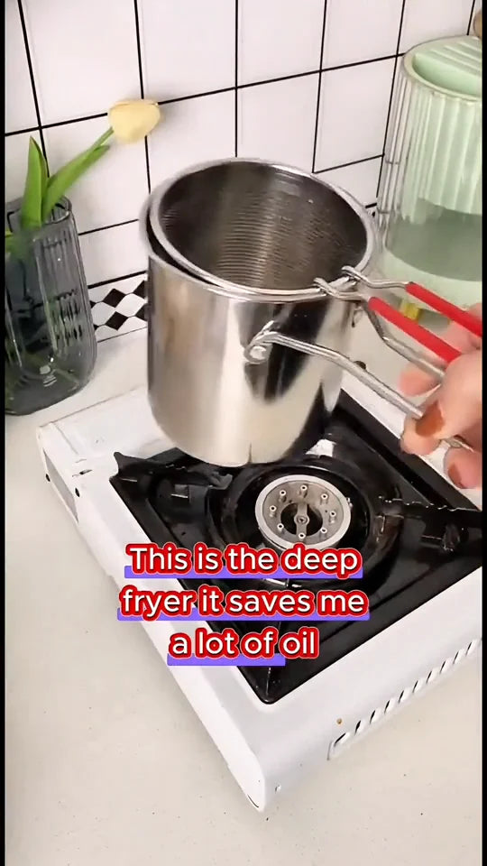 Casserole de Friture en Acier Inoxydable avec Panier de Filtration مقلاة من الفولاذ المقاوم للصدأ مع سلة تصفية