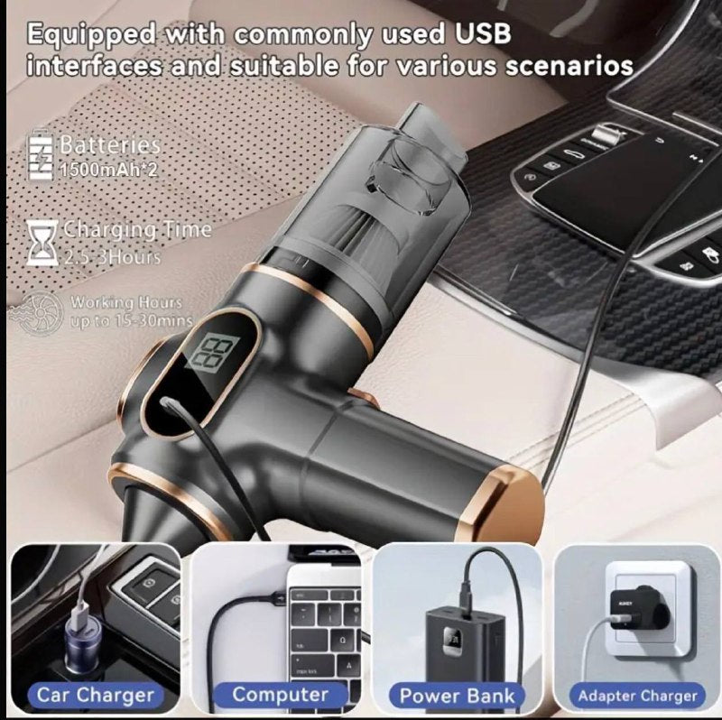 مكنسة كهربائية محمولة لاسلكية Aspirateur portable sans fil, mini aspirateur de voiture, nettoyeur rechargeable pour voitures
