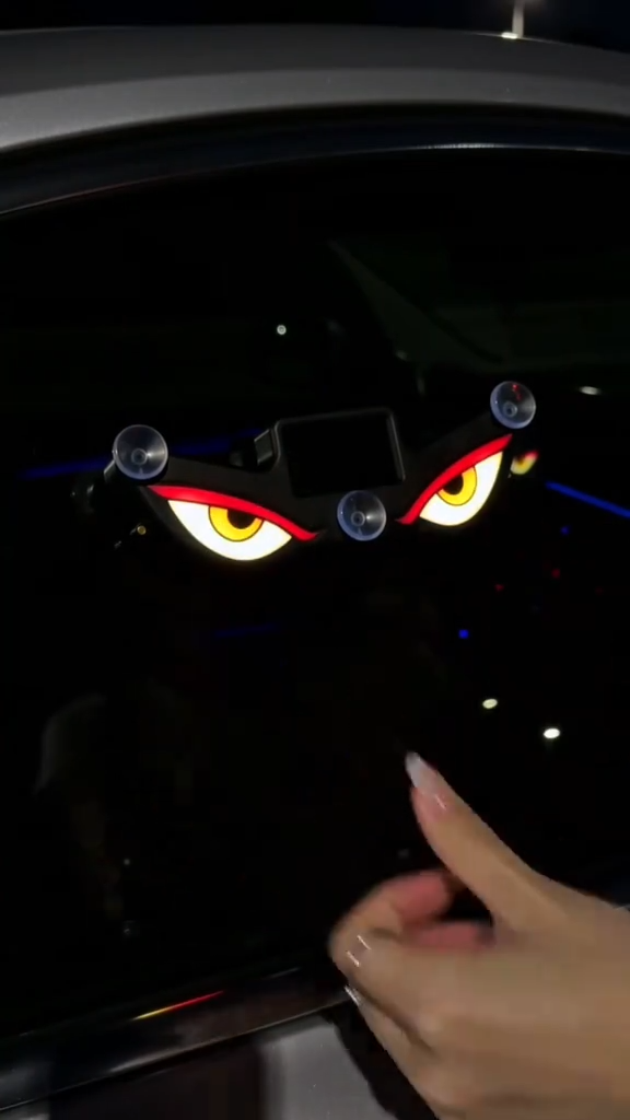 مصباح نافذة السيارة ليلي يعمل بالطاقة الشمسية Lampe Signale de Fenêtre Voiture Motif Devil Eye Énergie Solaire