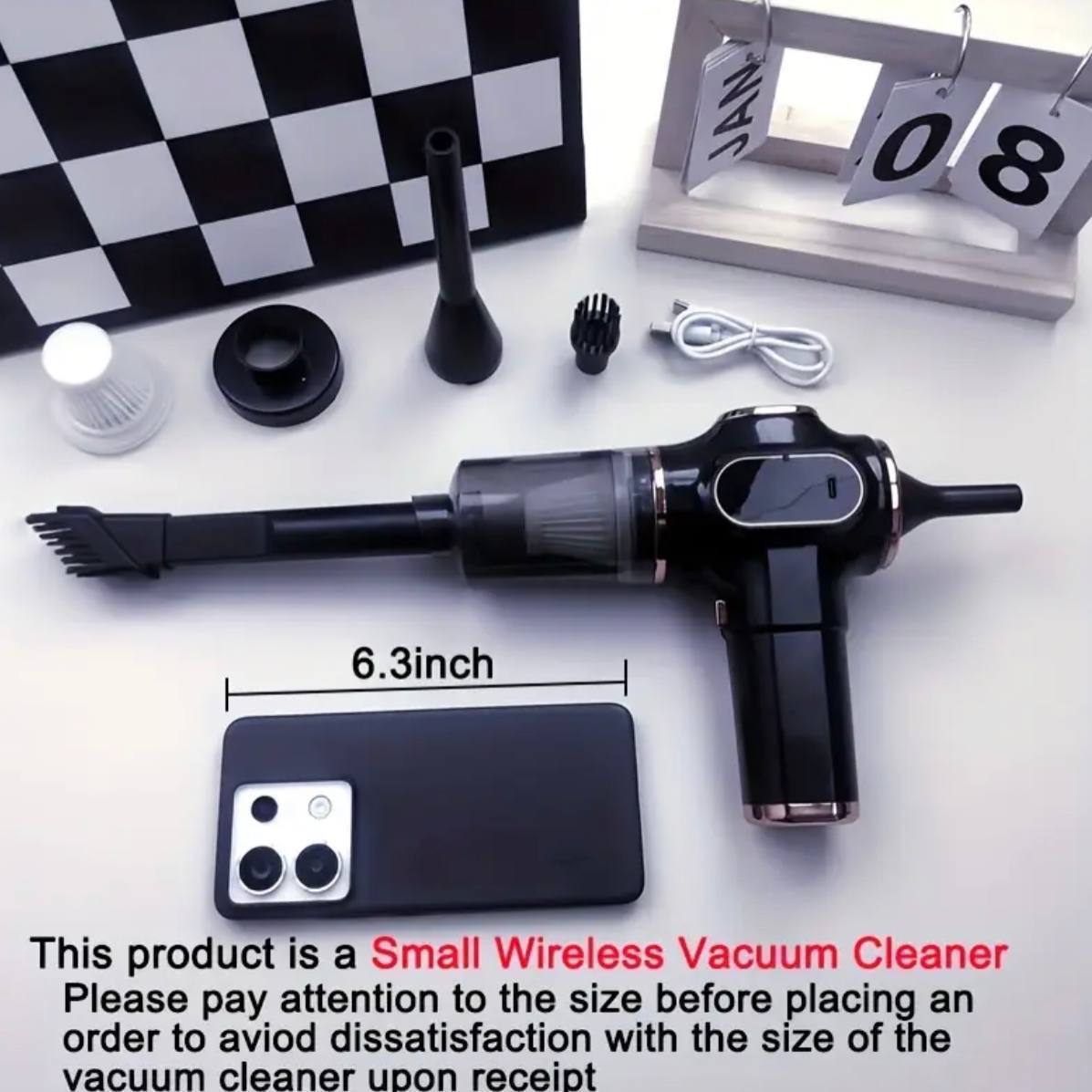 مكنسة كهربائية محمولة لاسلكية Aspirateur portable sans fil, mini aspirateur de voiture, nettoyeur rechargeable pour voitures