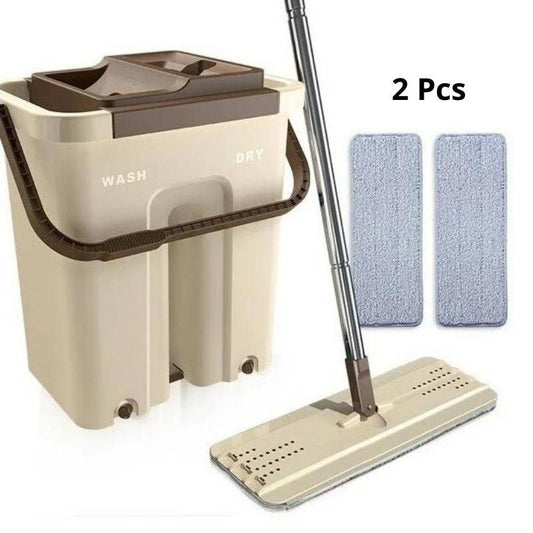 Serpillère avec seau d'eau Balai