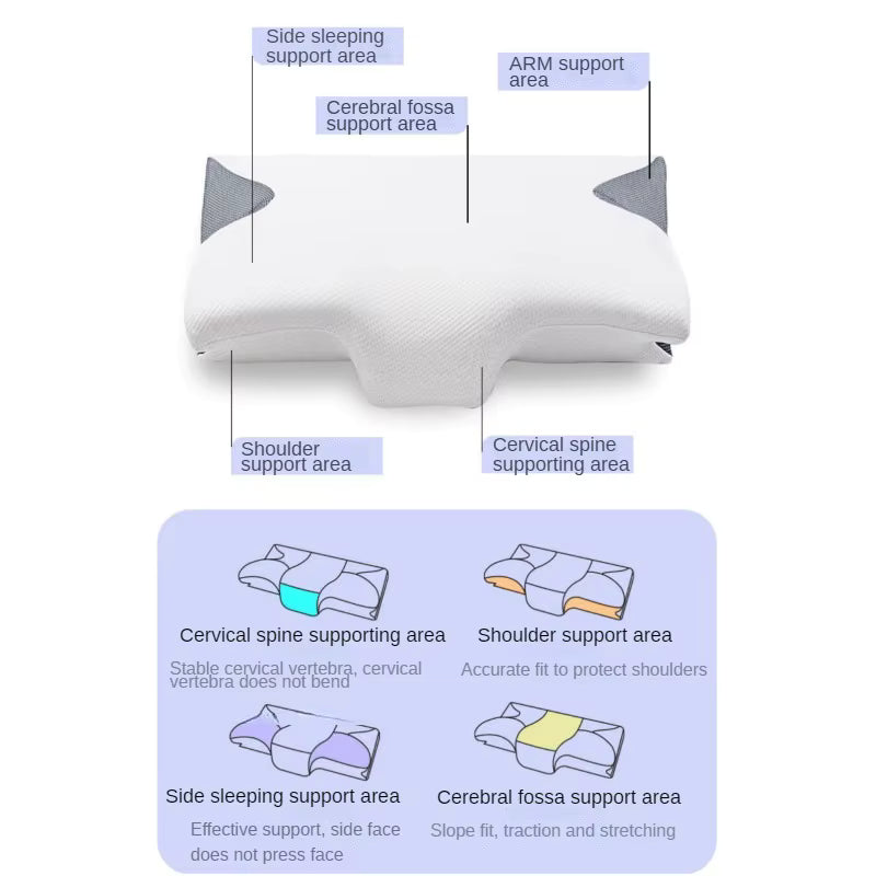Oreiller orthopédique وسادة تقويم العظام من إسفنج الذاكرة على شكل فراشة، وسادة رقبة ناعمة بطيئة الارتداد