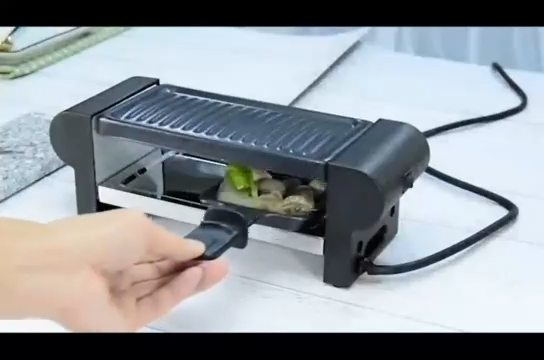 شواية كهربائية بقوة 350 واط لشخصين مع صفيحة حجرية، Barbecue à raclette électrique 350W