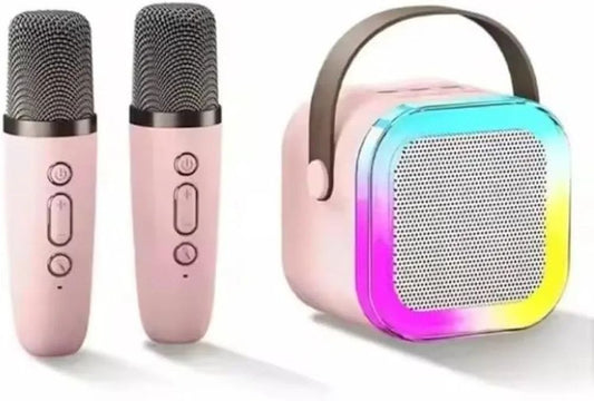 Mini haut-parleur karaoké sans fil Bluetooth K12 مكبر صوت كاريوكي لاسلكي صغير بتقنية بلوتوث K12 مع ميكروفونين