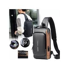 Sac à Bandoulière en Cuir Multi-Poches, Sac Imperméable Antivol, Chargeur USB